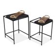 Jiran Side Table - 2 Tier - Serving Tray - Square - Black and Gold - Metal