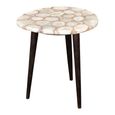 Petri Side Table - White - Agate Marble and Wood