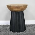 Side Table - Round - Fluted Base - Natural and Black - Mango Wood