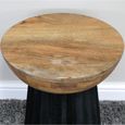 Side Table - Round - Fluted Base - Natural and Black - Mango Wood