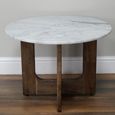 Side Table - Round - Rubber Wood and Marble