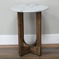 Side Table - Round - Tall - Rubber Wood and Marble