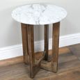 Side Table - Round - Tall - Rubber Wood and Marble