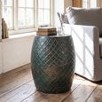 Side Table - Round - Drum - Turquoise - Metal