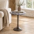 Nantes Side Table - Round - Grey - Marble Effect and Metal