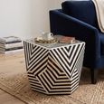 Side Table - Hexagon - Black and White - Bone Inlay