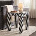 Vicenza Side Table - Square - Chevron - Black and White - Bone Inlay