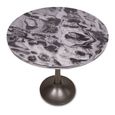 Nantes Side Table - Round - Grey - Marble Effect and Metal