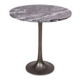 Nantes Side Table - Round - Tall - Grey - Marble Effect and Metal