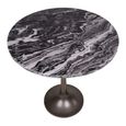 Nantes Side Table - Round - Tall - Grey - Marble Effect and Metal