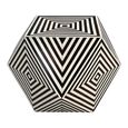 Side Table - Hexagon - Black and White - Bone Inlay