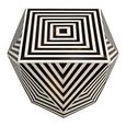 Side Table - Hexagon - Black and White - Bone Inlay