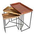 Side Table - 3 Tier - Tray Top - Copper and Gold - Metal