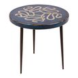 Vermont Side Table - Round - Blue and Black - Pine Wood and Metal