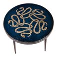 Vermont Side Table - Round - Blue and Black - Pine Wood and Metal
