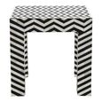 Vicenza Side Table - Square - Chevron - Black and White - Bone Inlay