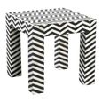Vicenza Side Table - Square - Chevron - Black and White - Bone Inlay