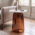 Amadora Side Table - Round - White Marble Top - Amber Glass