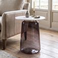 Amadora Side Table - Round - White Marble Top - Smoked Glass