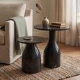 Carrara Side Table - Set of 2 - Round - Black - Marble