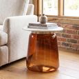 Maia Side Table - Round - White Marble Top - Amber Glass