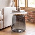 Maia Side Table - Round - White Marble Top - Smoked Glass