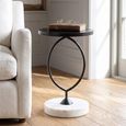 Massa Side Table - Round - Black and White - Marble and Metal