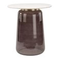 Amadora Side Table - Round - White Marble Top - Smoked Glass