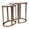 Bolano Side Table - 2 Tier - Oval - White and Gold - Marble and Metal