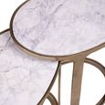 Bolano Side Table - 2 Tier - Oval - White and Gold - Marble and Metal