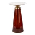 Braga Side Table - Tall - Round - White Marble Top - Amber Glass