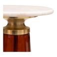Braga Side Table - Tall - Round - White Marble Top - Amber Glass