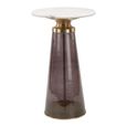 Braga Side Table - Tall - Round - White Marble Top - Smoked Glass