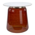Maia Side Table - Round - White Marble Top - Amber Glass
