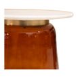 Maia Side Table - Round - White Marble Top - Amber Glass