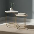 Clearance - Buxton Side Table - Set of 2 - White and Gold - Marble and Metal - FSS17409