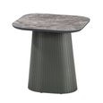 Barletta End Table - Square - Fluted Base - Dark Grey - Sintered Stone and Wood