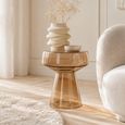 Brix Bo Side Table - Round - Amber Glass