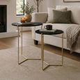 Mason Side Table - Round - 2 Tier - Black and Gold - Wooden