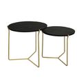 Mason Side Table - Round - 2 Tier - Black and Gold - Wooden