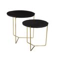 Mason Side Table - Round - 2 Tier - Black and Gold - Wooden