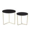 Mason Side Table - Round - 2 Tier - Black and Gold - Wooden