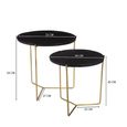 Mason Side Table - Round - 2 Tier - Black and Gold - Wooden