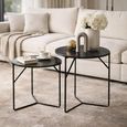 Mason Side Table - Round - 2 Tier - Black - Marble