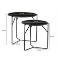 Mason Side Table - Round - 2 Tier - Black - Marble