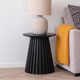 Osaka Oak Side Table - Round - Slatted Base - Black