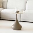 Pienza Side Table - Round - Khaki - Tempered Glass and Metal