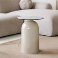 Ravello Side Table - Round - Sculptural Base - Grey and Beige - Tempered Glass and Metal