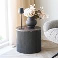 Rota Side Table - Round - Fluted Base - Dark Brown - Marble Look