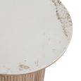 Athens Side Table - Round - Fluted Base - White and Brown - Ceramic and Wooden